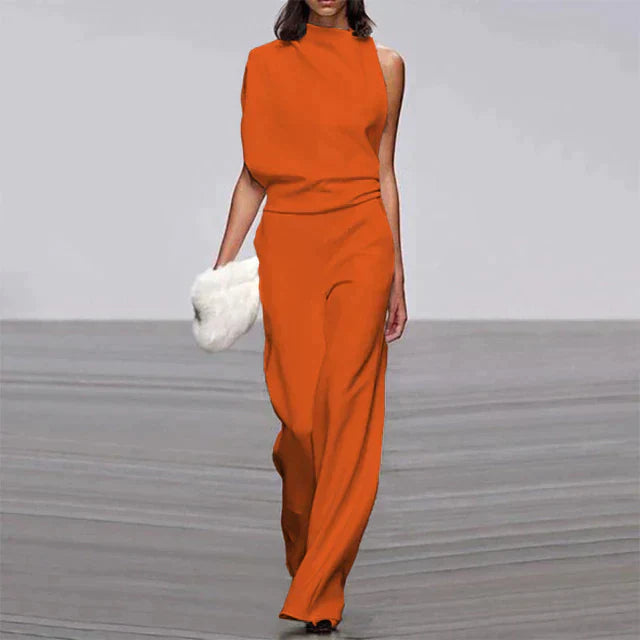 Asymmetrisk jumpsuit för dam med vida ben
