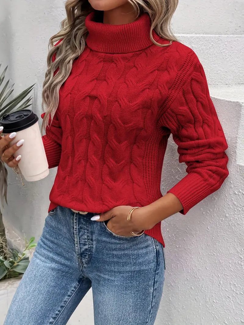 Sienna – Vriden Polotröja i Stickad Blus