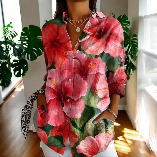Floral elegans: Långärmad blus med vintageprint