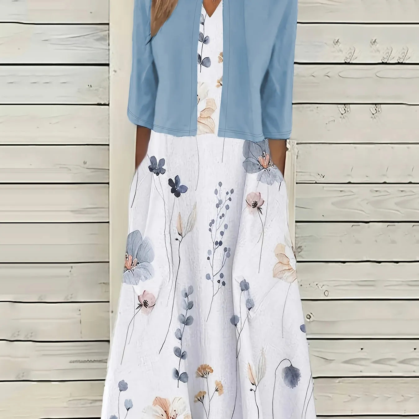 Flora – To-delt Midi Kjole med Blomsterprint