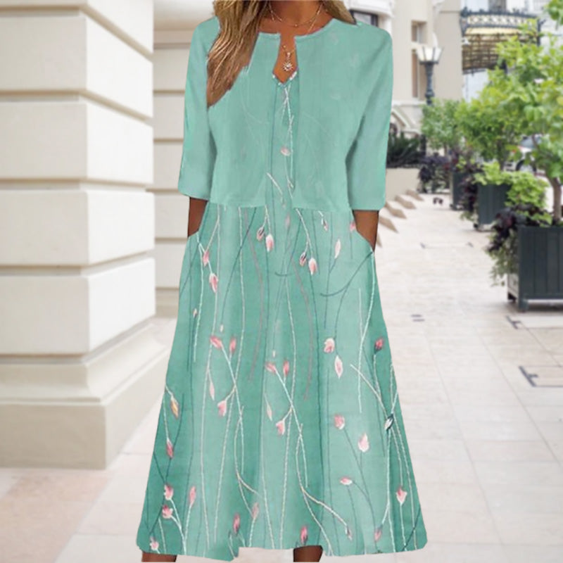 Flora – To-delt Midi Kjole med Blomsterprint