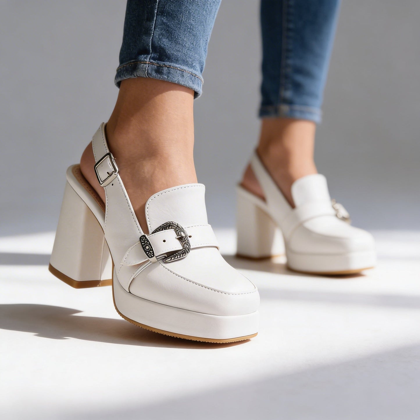 Nova | Eleganta och trendiga Loafers med Plattform och Slingback