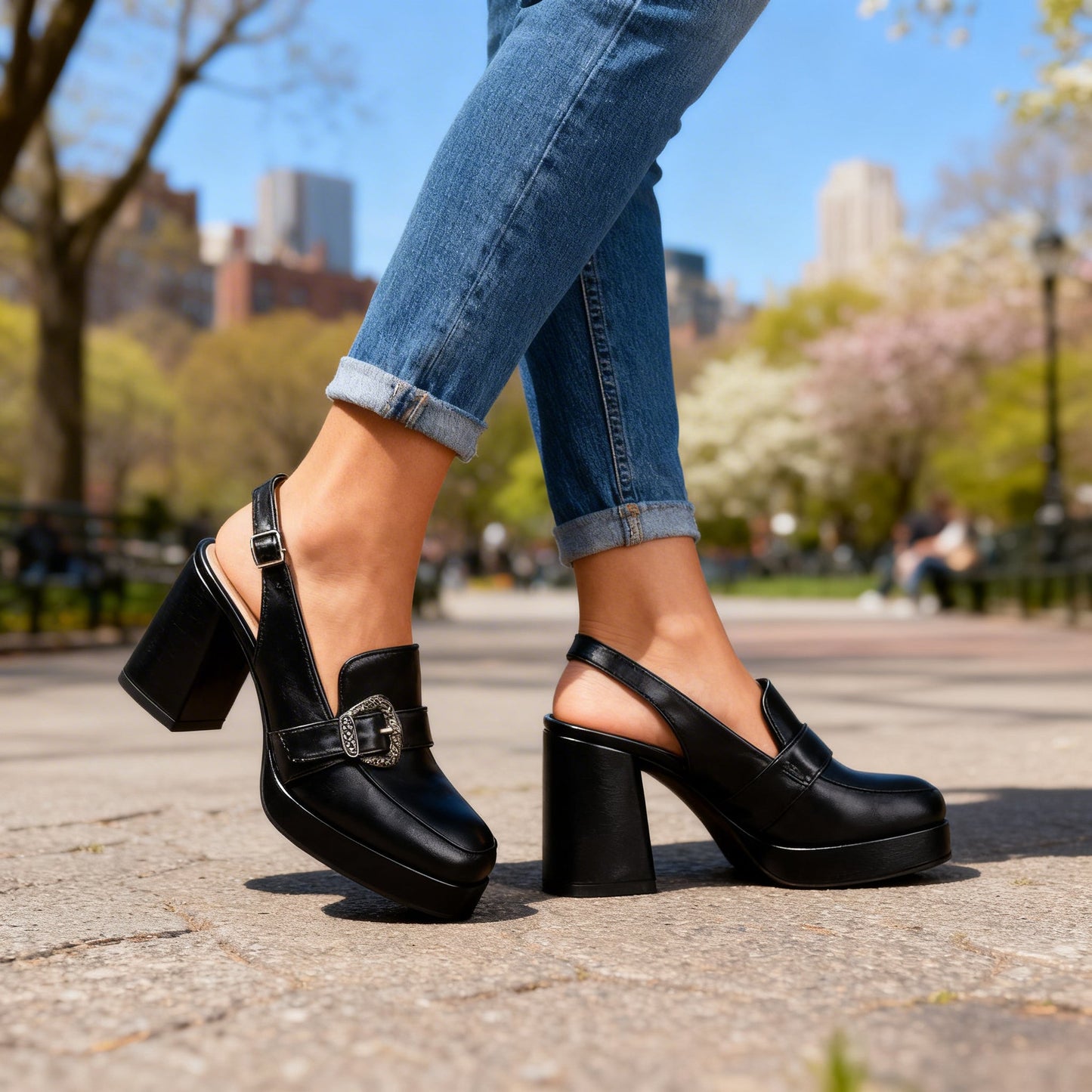 Nova | Eleganta och trendiga Loafers med Plattform och Slingback