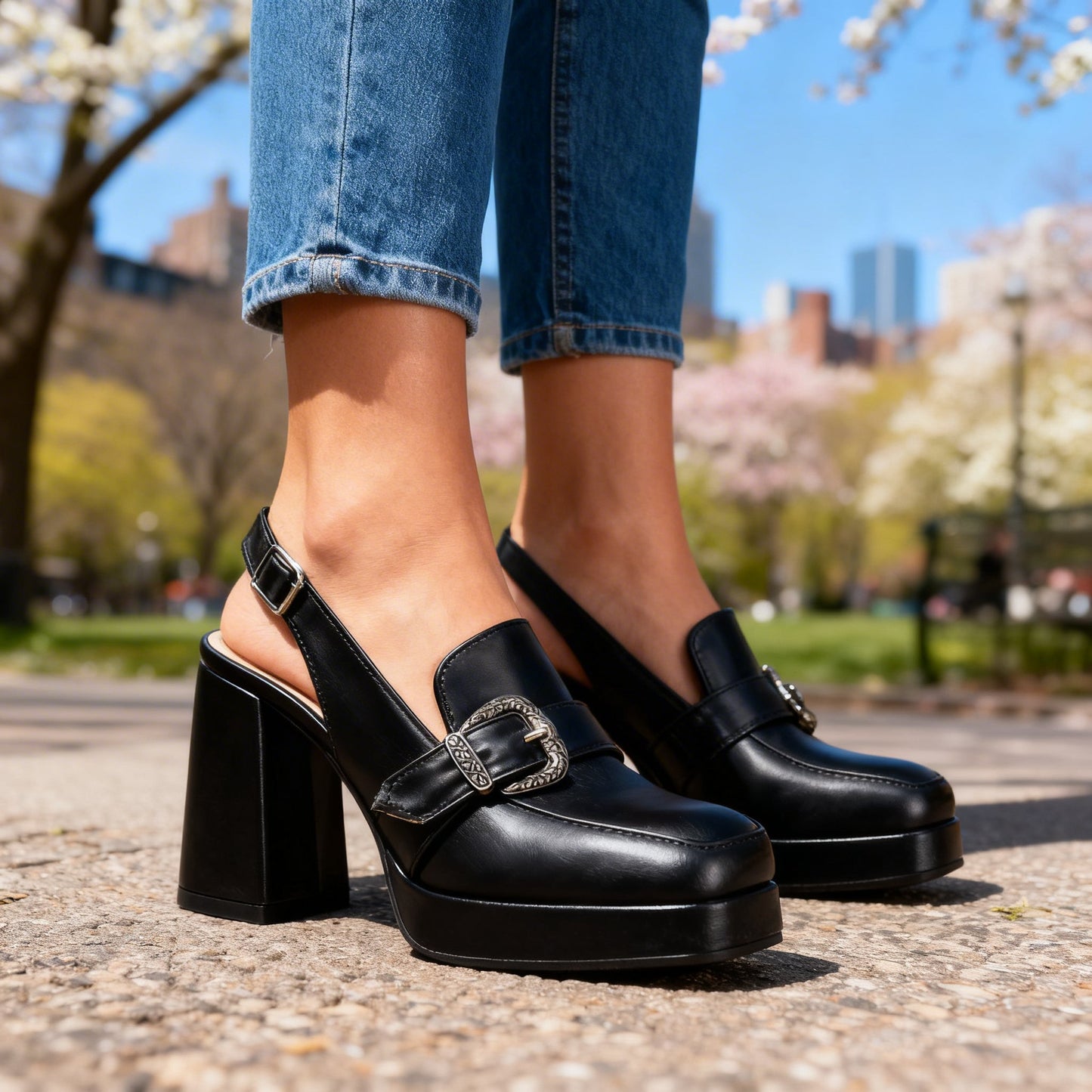 Nova | Eleganta och trendiga Loafers med Plattform och Slingback