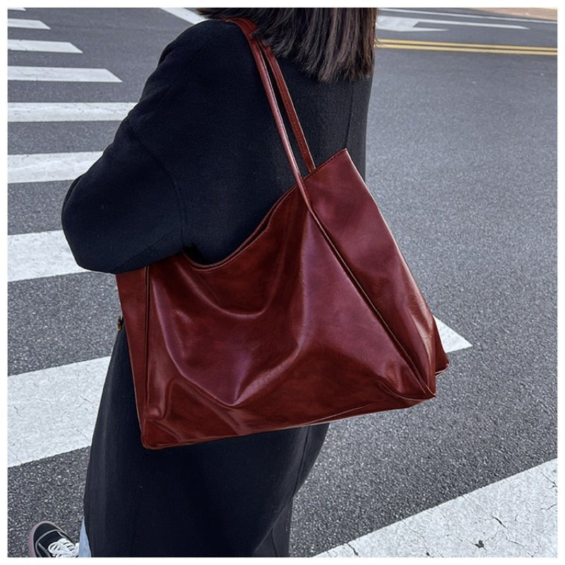 Vera | Elegant och tidlös Retro PU-Läder Tote Bag