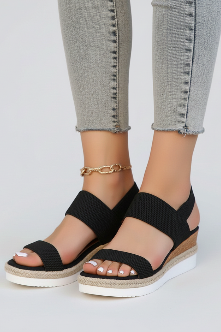 Lina | Eleganta Sandaler med Förhöjd Sula och Stretchig Passform