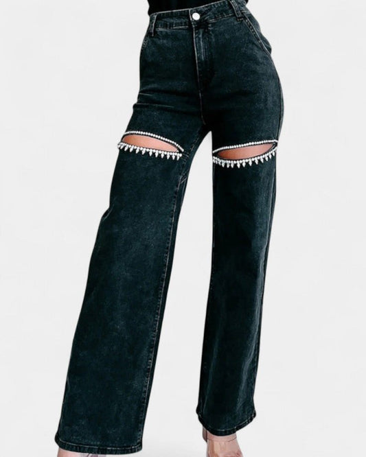 Moderna högmidjade jeans med råa detaljer – Wide Leg Fit