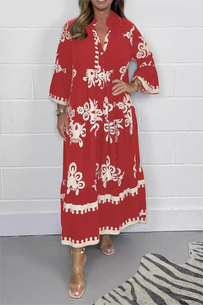 Florence | Eleganta Maxiklänning med Blommönster