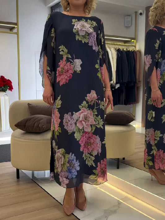 Sienna | Blomstrande Chiffon Maxi-klänning