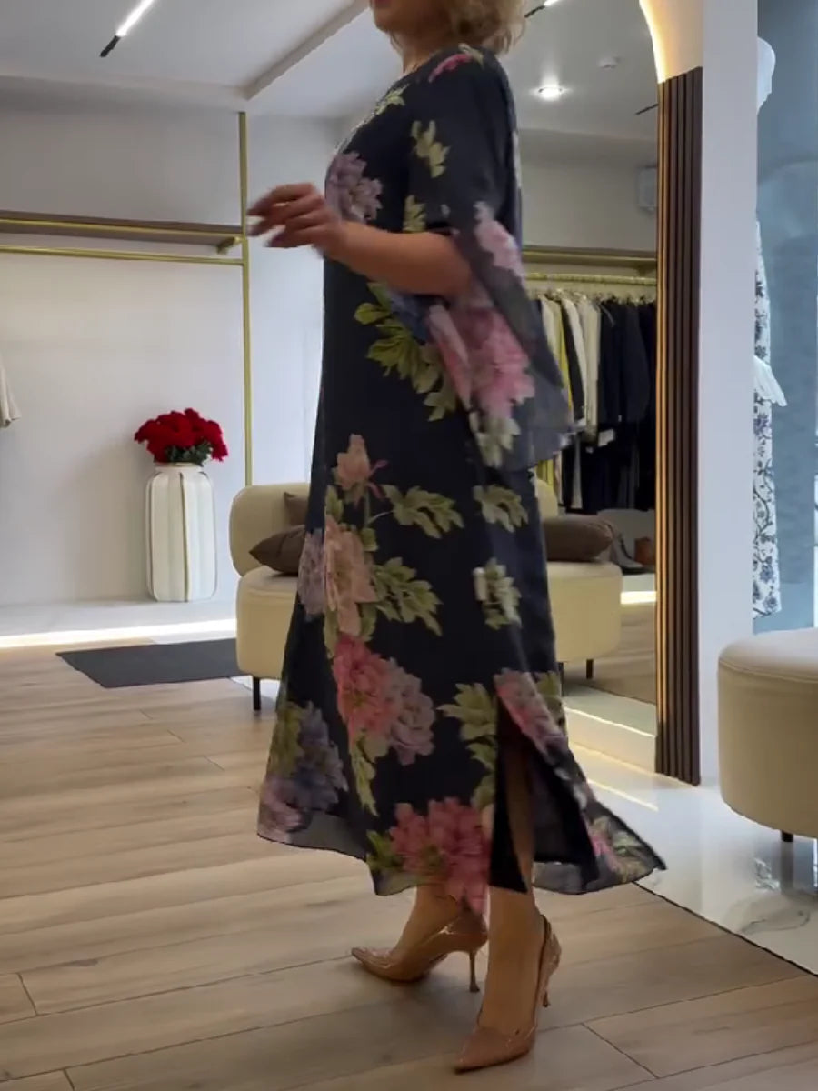 Sienna | Blomstrande Chiffon Maxi-klänning