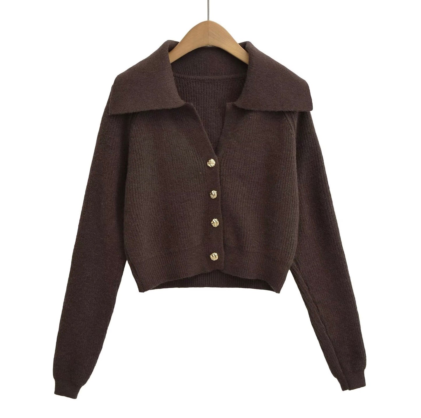 Elegant kort cardigan med krave og udsøgte detaljer