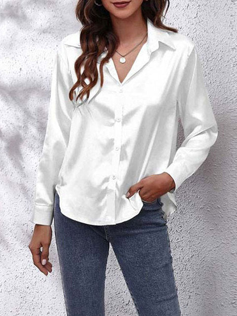 Damblus i satinlook med lång ärm – elegant design