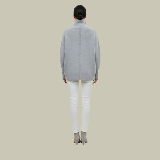 Dame Rollkrave Sweater med Løs Pasform - Komfort og Stil