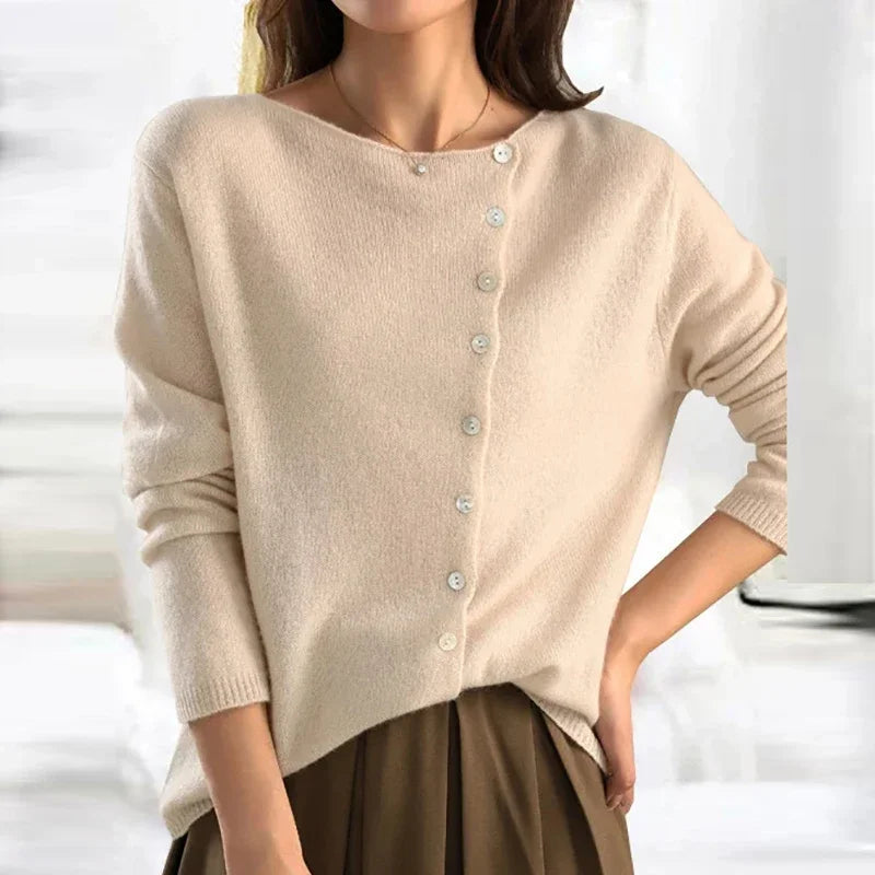 Ginevra | Elegant Rundhals-Pullover med Knappdetaljer