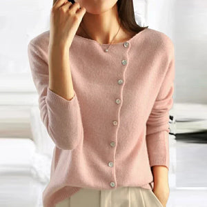Ginevra | Elegant Rundhals-Pullover med Knappdetaljer