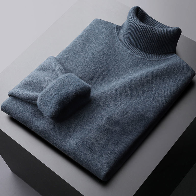 Luxe Strickpullover med Hög Krage för Män