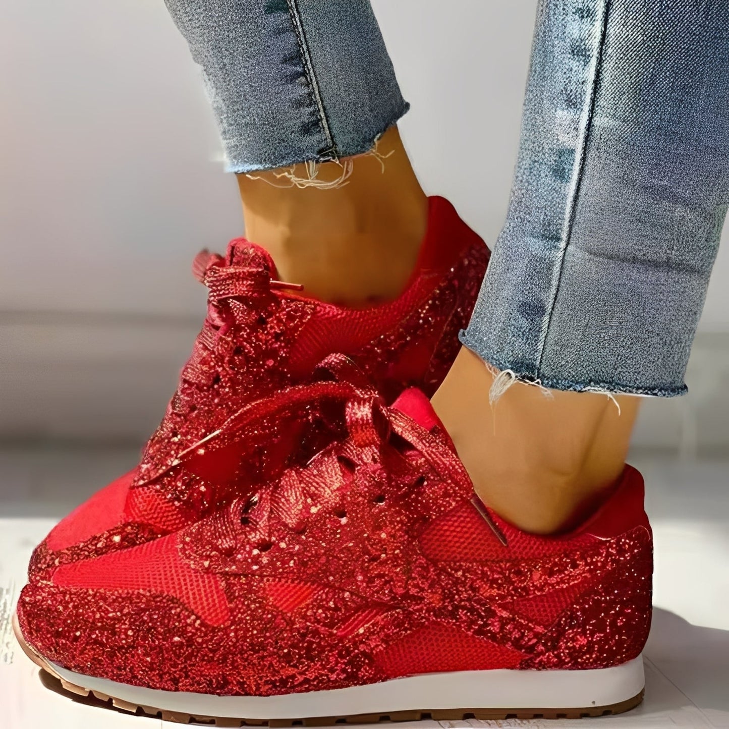 Färgglada Sneakers med Glittrande Detaljer