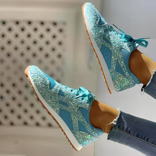 Färgglada Sneakers med Glittrande Detaljer