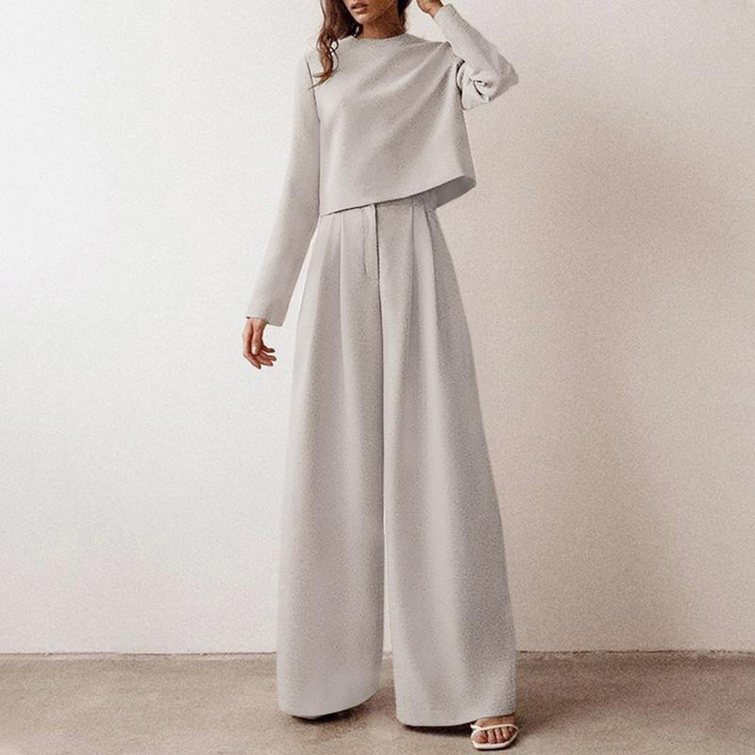 Sienna | Elegant Set med Långärmad Crop-Top