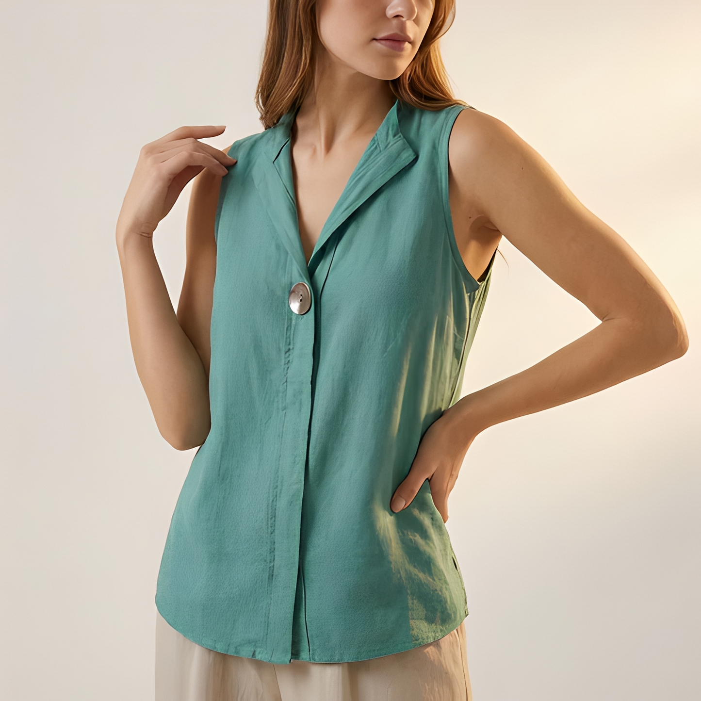 Lily - Ärmlös Blus med Elegant Silhuett