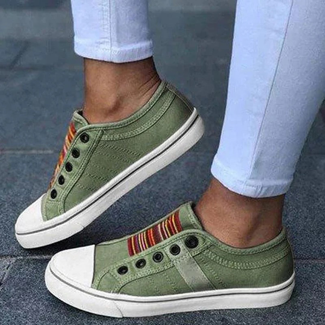 Vivid Trend | Stiliga Randiga Canvas-Sneakers för Damer