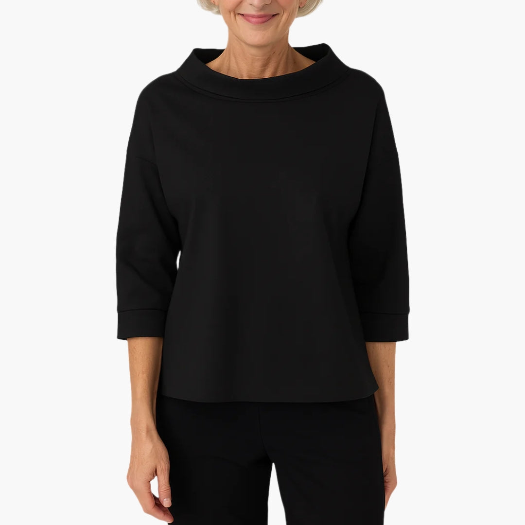 Elegant Damebluse med Bådudskæring og 3/4 Ærmer