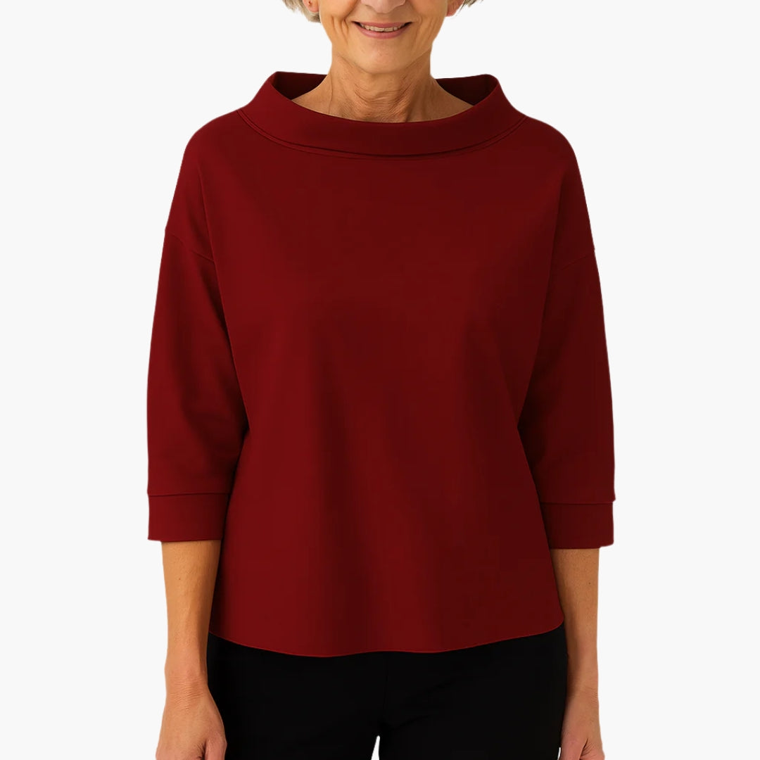 Elegant Damebluse med Bådudskæring og 3/4 Ærmer