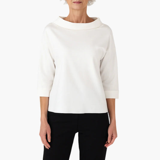 Elegant Damblus med Båtringning och 3/4 Ärmar