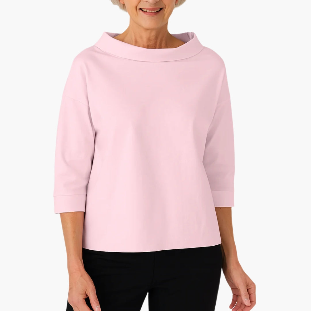 Elegant Damebluse med Bådudskæring og 3/4 Ærmer