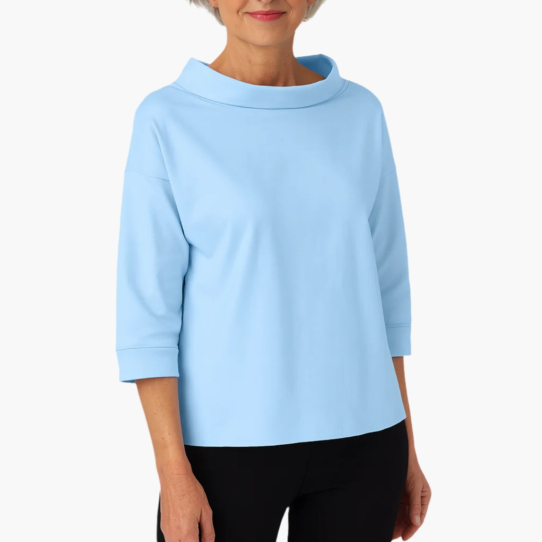 Elegant Damebluse med Bådudskæring og 3/4 Ærmer