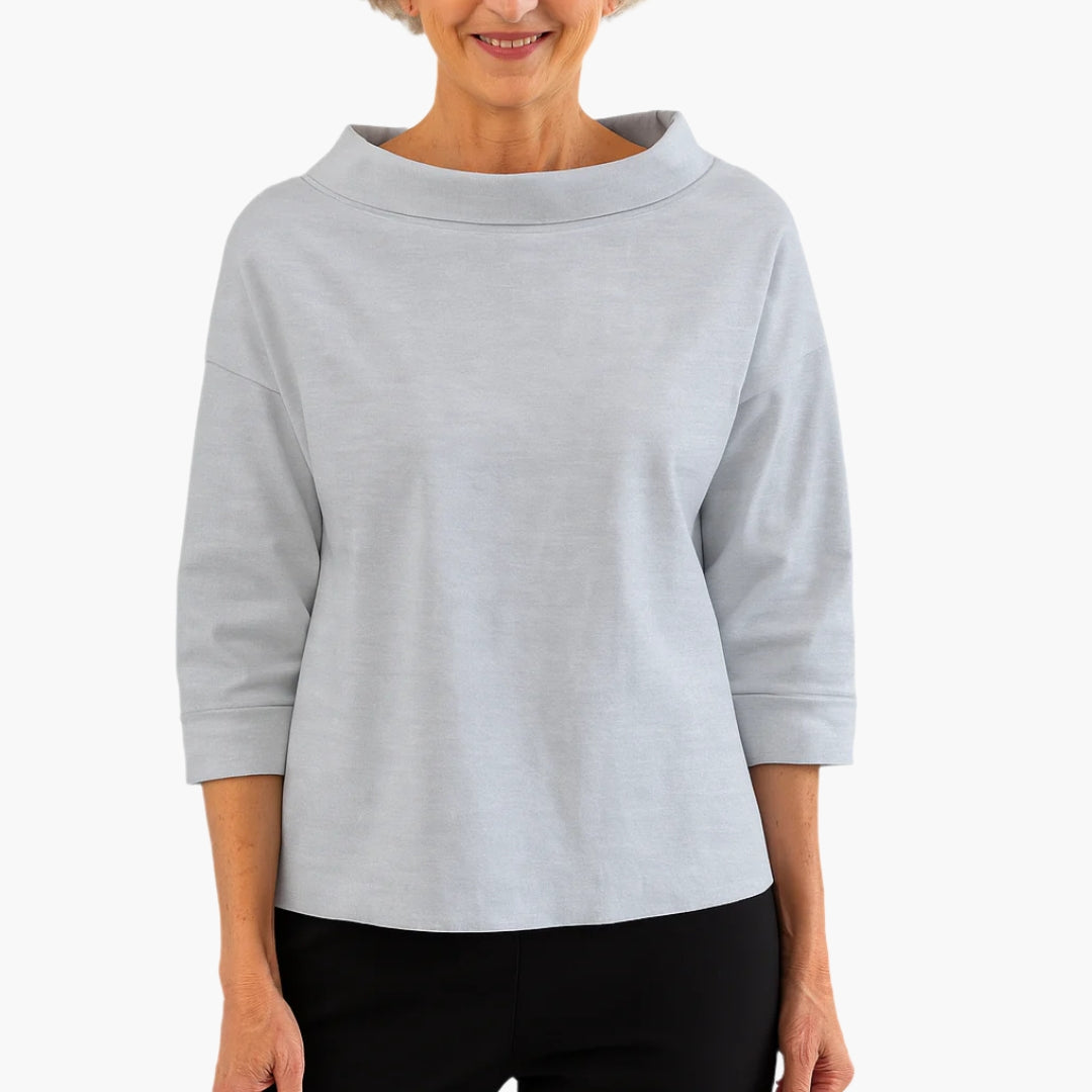 Elegant Damebluse med Bådudskæring og 3/4 Ærmer