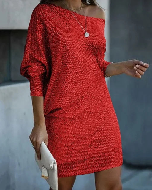 Stella | Glamouröst Pailletten-Slim-Fit Festklänning
