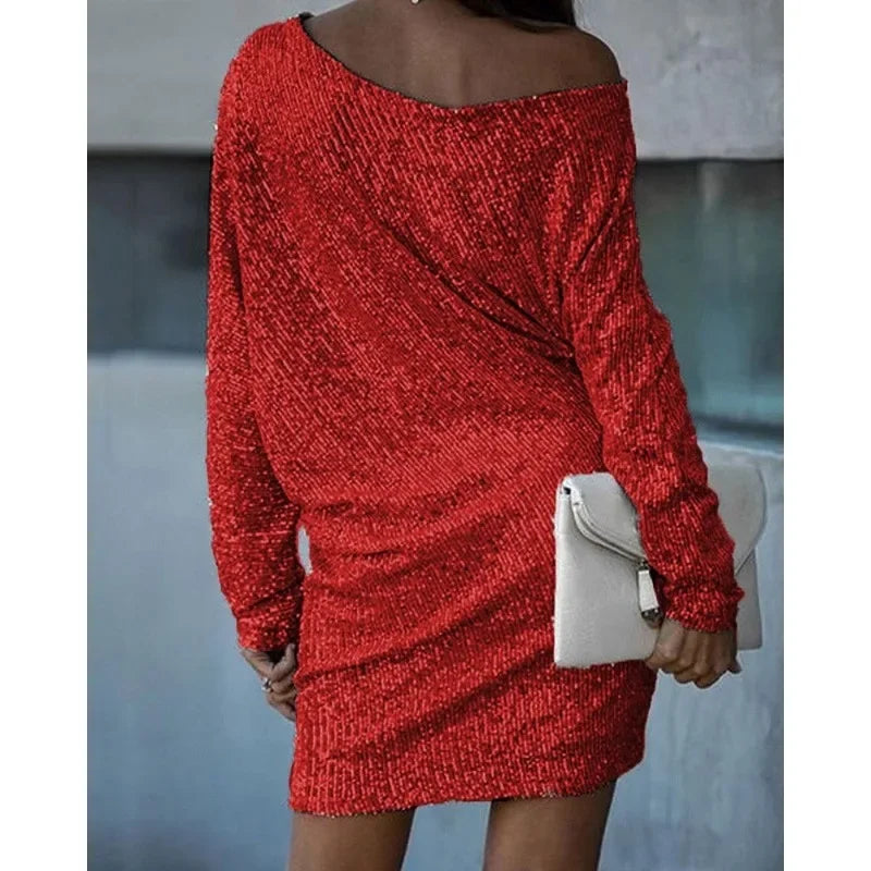 Stella | Glamouröst Pailletten-Slim-Fit Festklänning