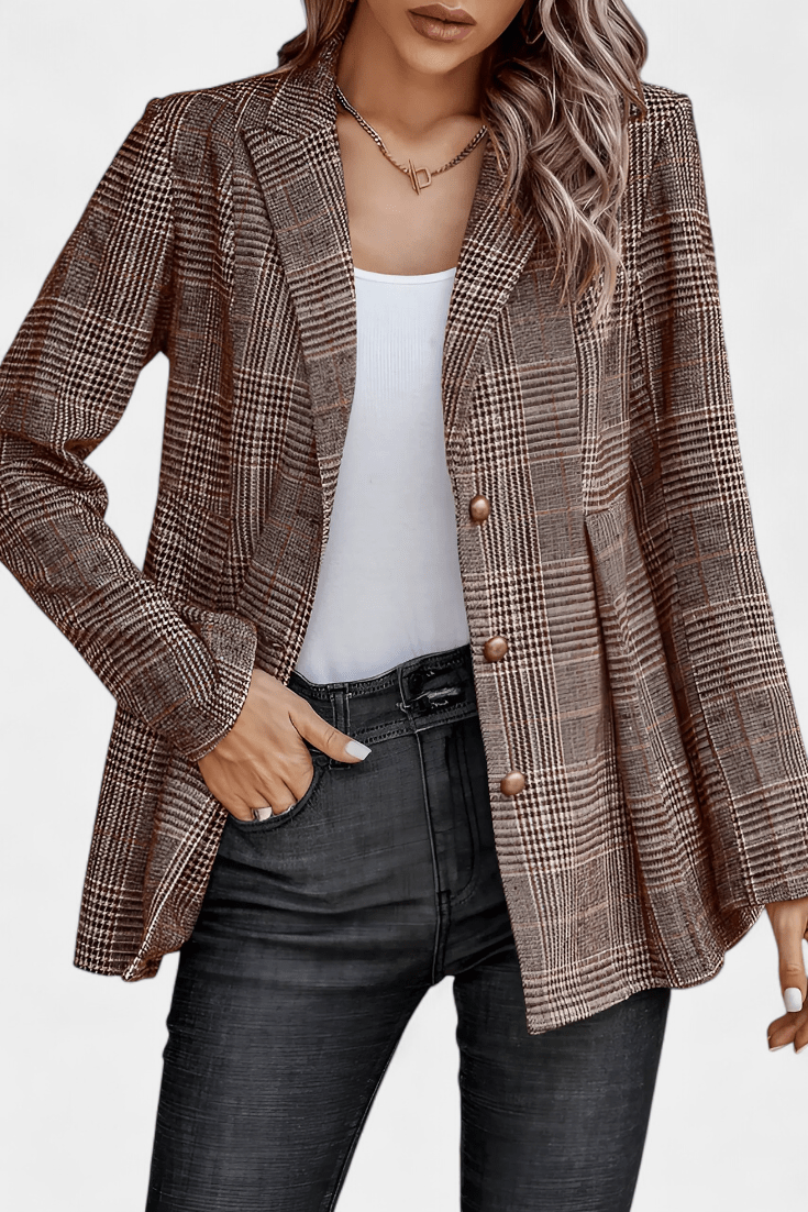 Klassisk Ternet Blazer med Elegant Snit – Dit Nye Gå-til Stykke