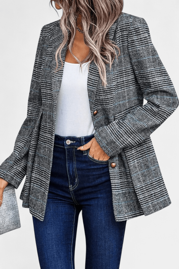 Klassisk Ternet Blazer med Elegant Snit – Dit Nye Gå-til Stykke