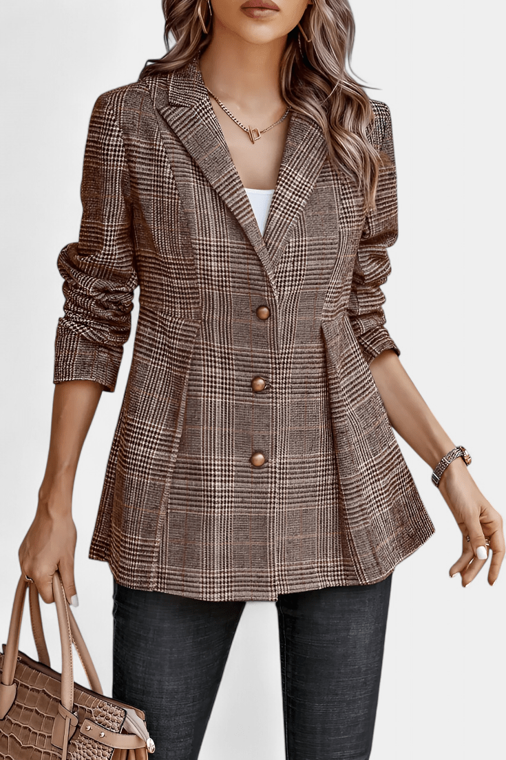 Klassisk Ternet Blazer med Elegant Snit – Dit Nye Gå-til Stykke