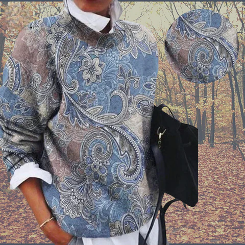 Rundhalsad sweatshirt med avslappnad passform
