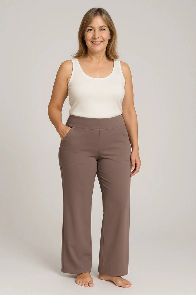 Lina | Eleganta Vida Byxor med Mjuk Stretch och Fack