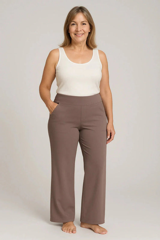 Lina | Eleganta Vida Byxor med Mjuk Stretch och Fack