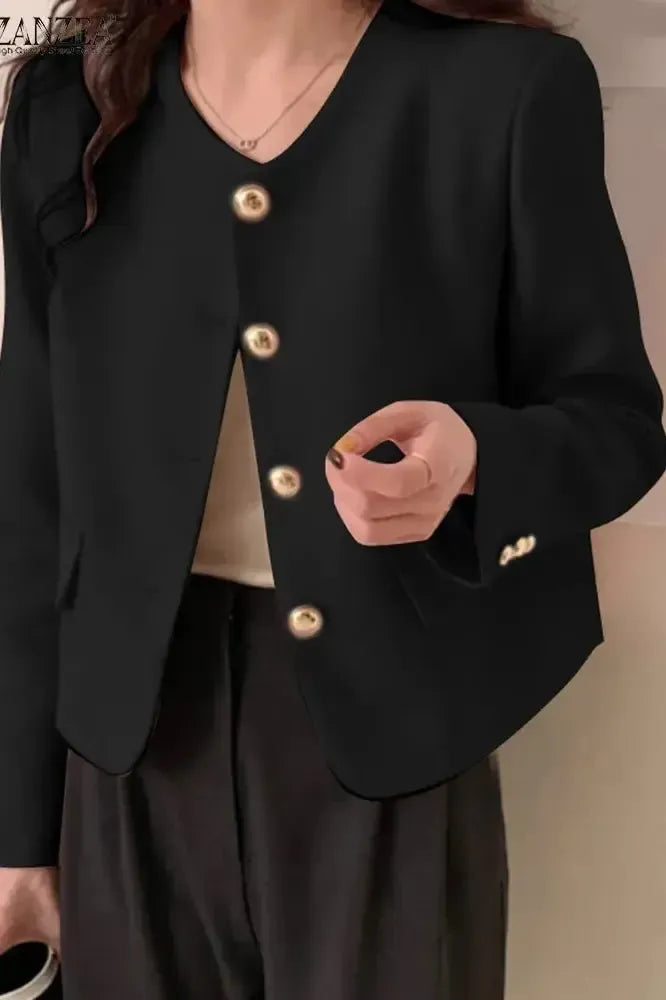 Korte Blazer med Rundede Knapper og Stilfuldt Design