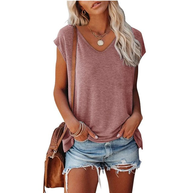 Elysia | Trendigt V-ringad T-shirt för en avslappnad sommar