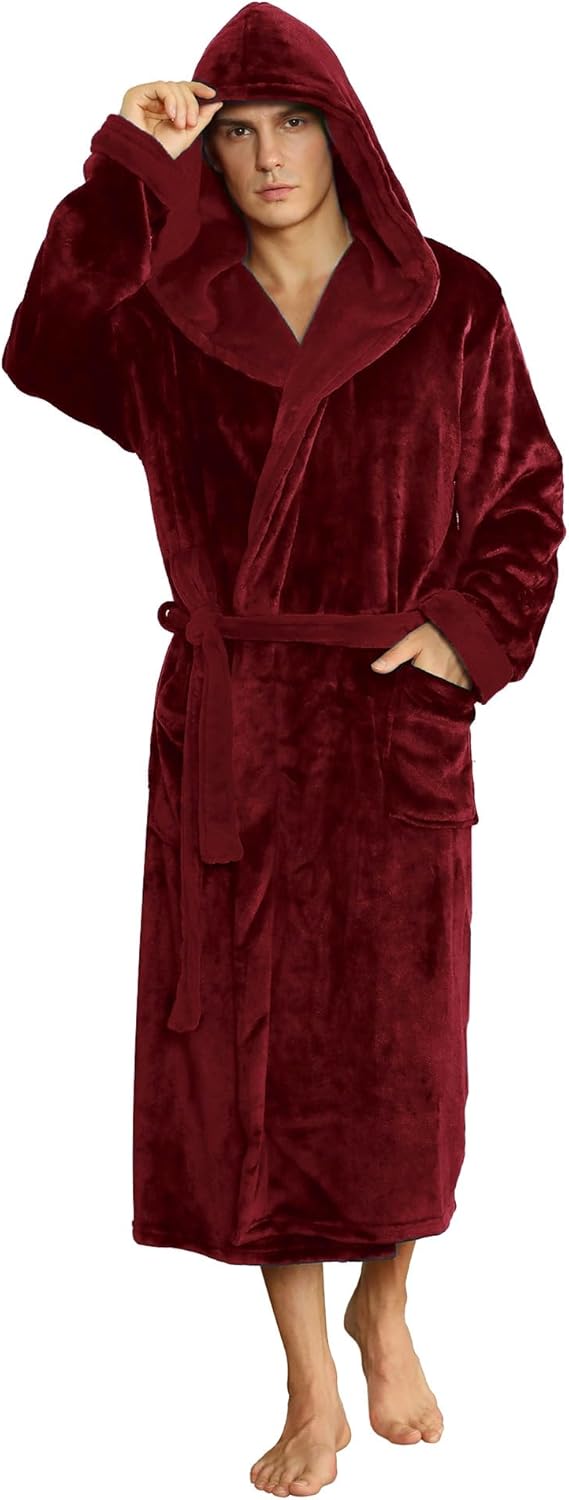 Luxuriös Fleece-Bademantel med Kapuschong