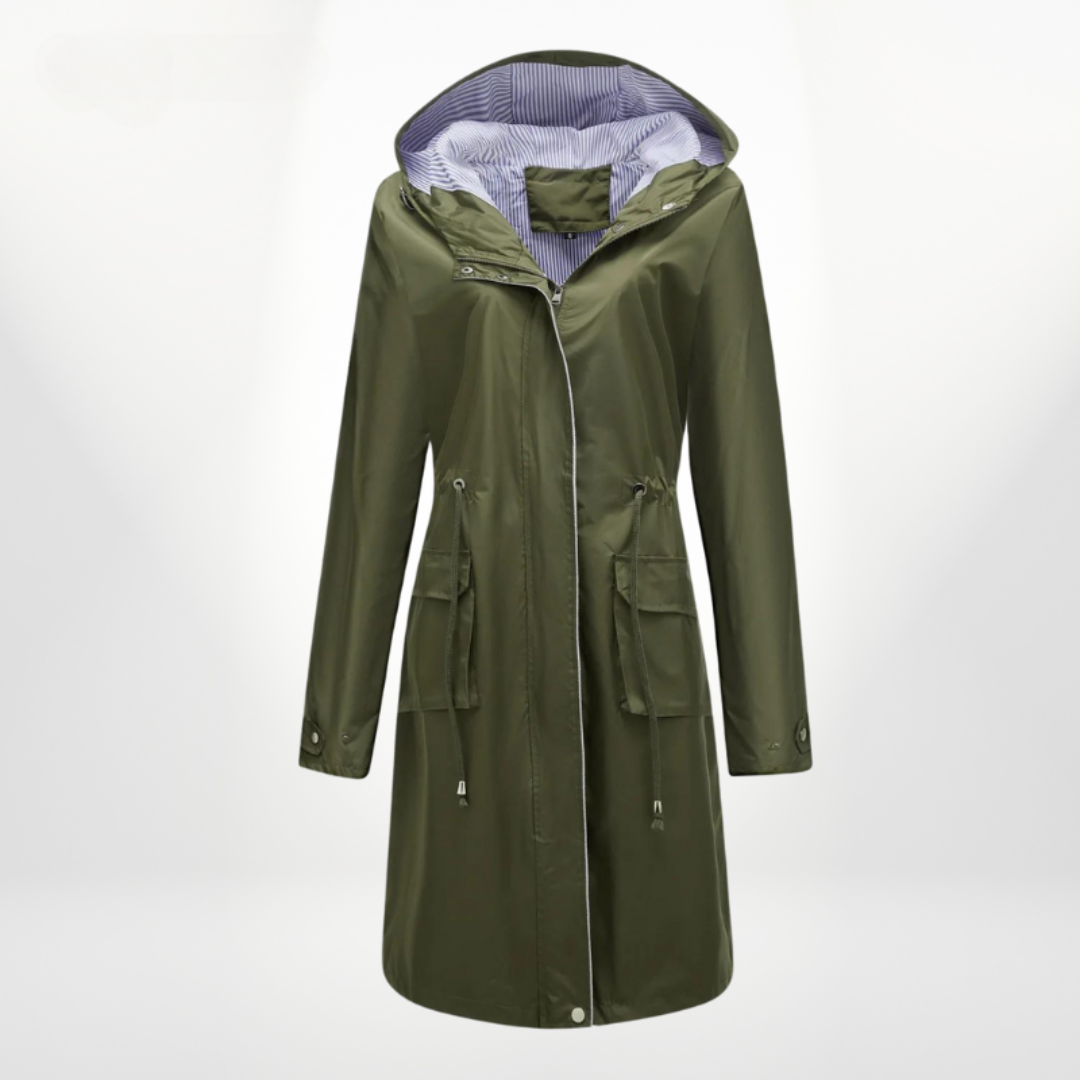 Vattenavvisande trenchcoat med huva för alla väder