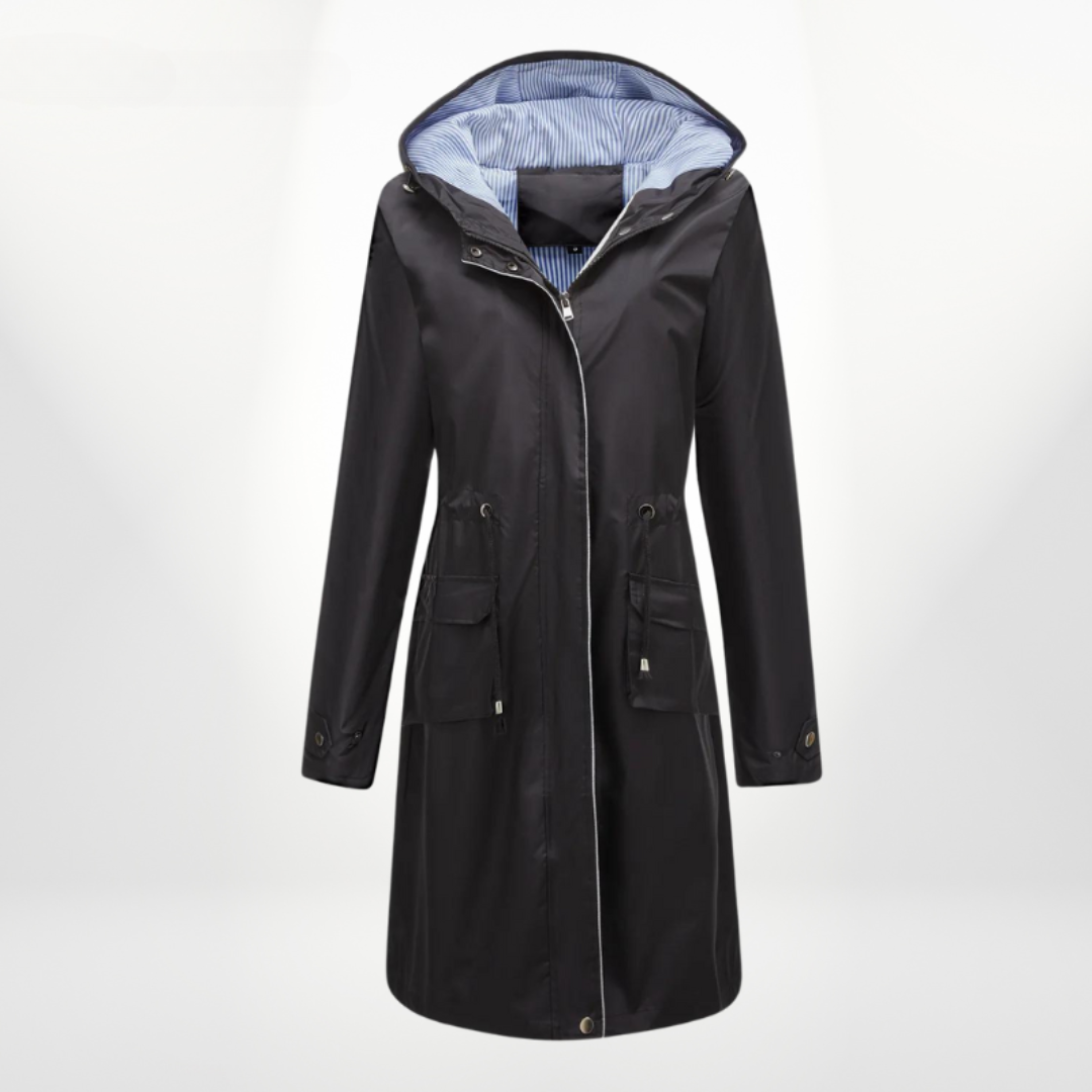 Vattenavvisande trenchcoat med huva för alla väder