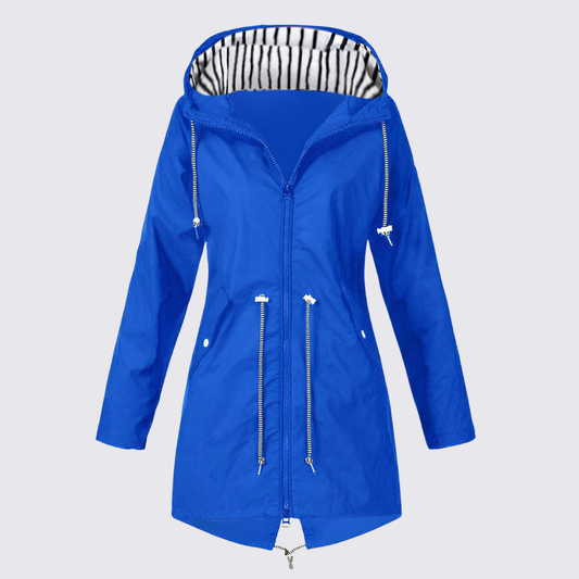 Damejakke med hætte – Lynlås jakke – Længere skåret