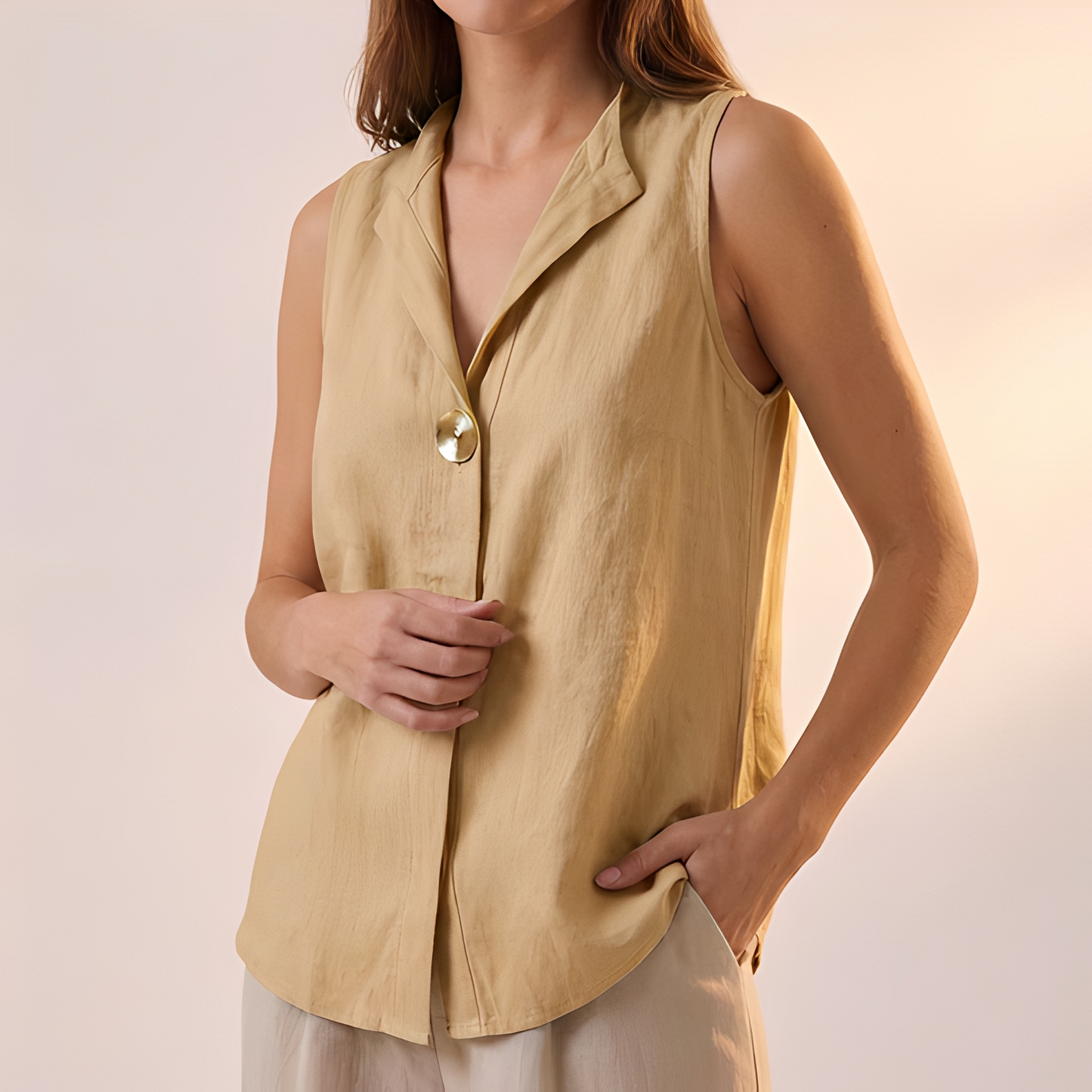 Lily - Ärmlös Blus med Elegant Silhuett
