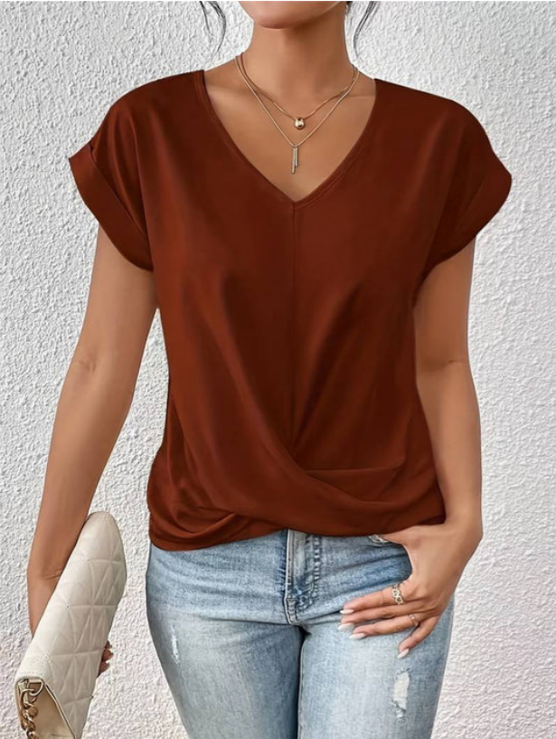 Livia | Eleganta V-ringade T-shirt i bomull för kvinnor