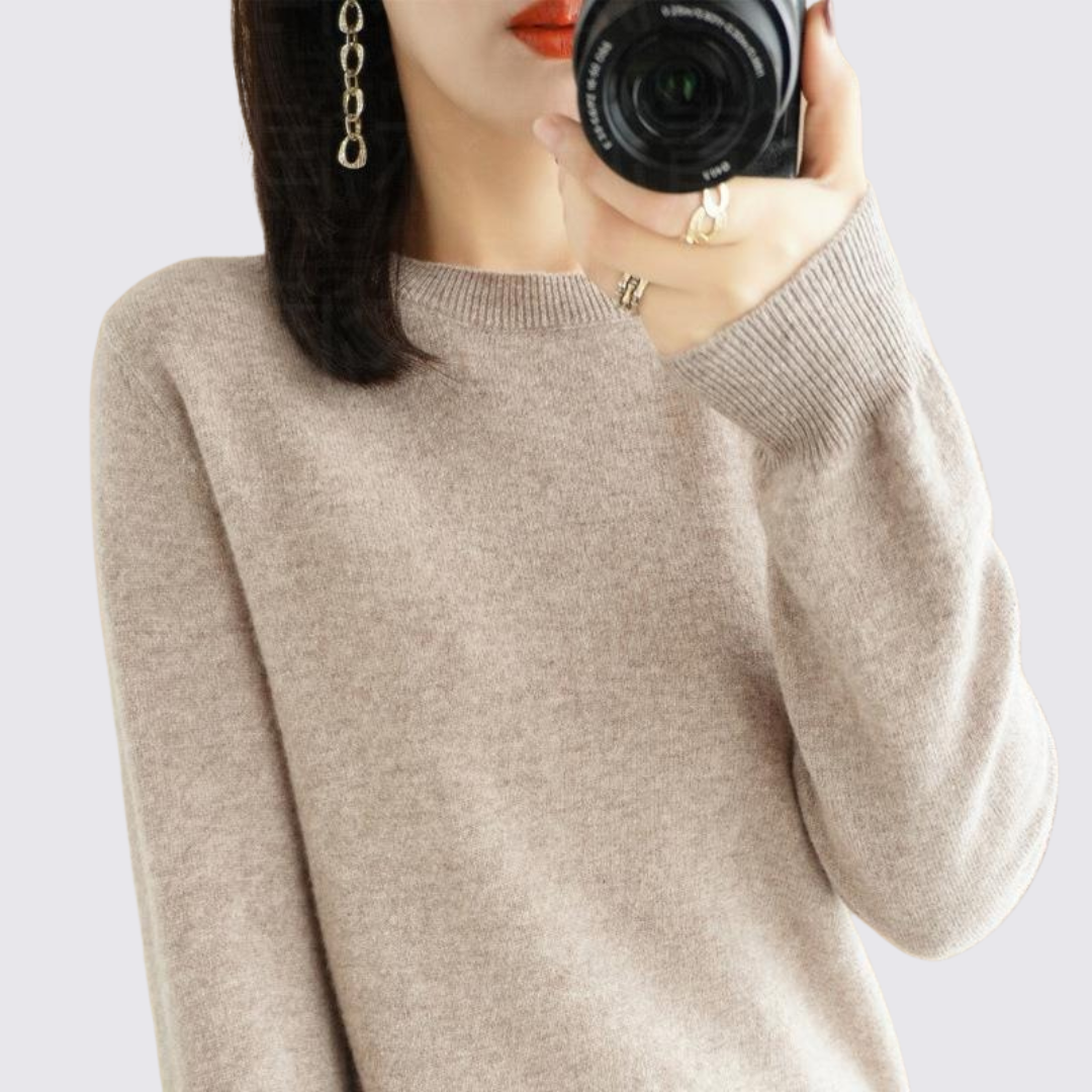 Dame Sweater Rundhals – Finstrik Basis – Lange Ærmer