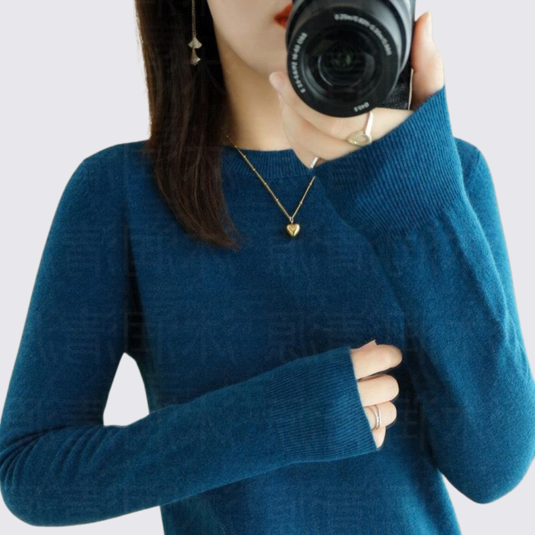 Dame Sweater Rundhals – Finstrik Basis – Lange Ærmer