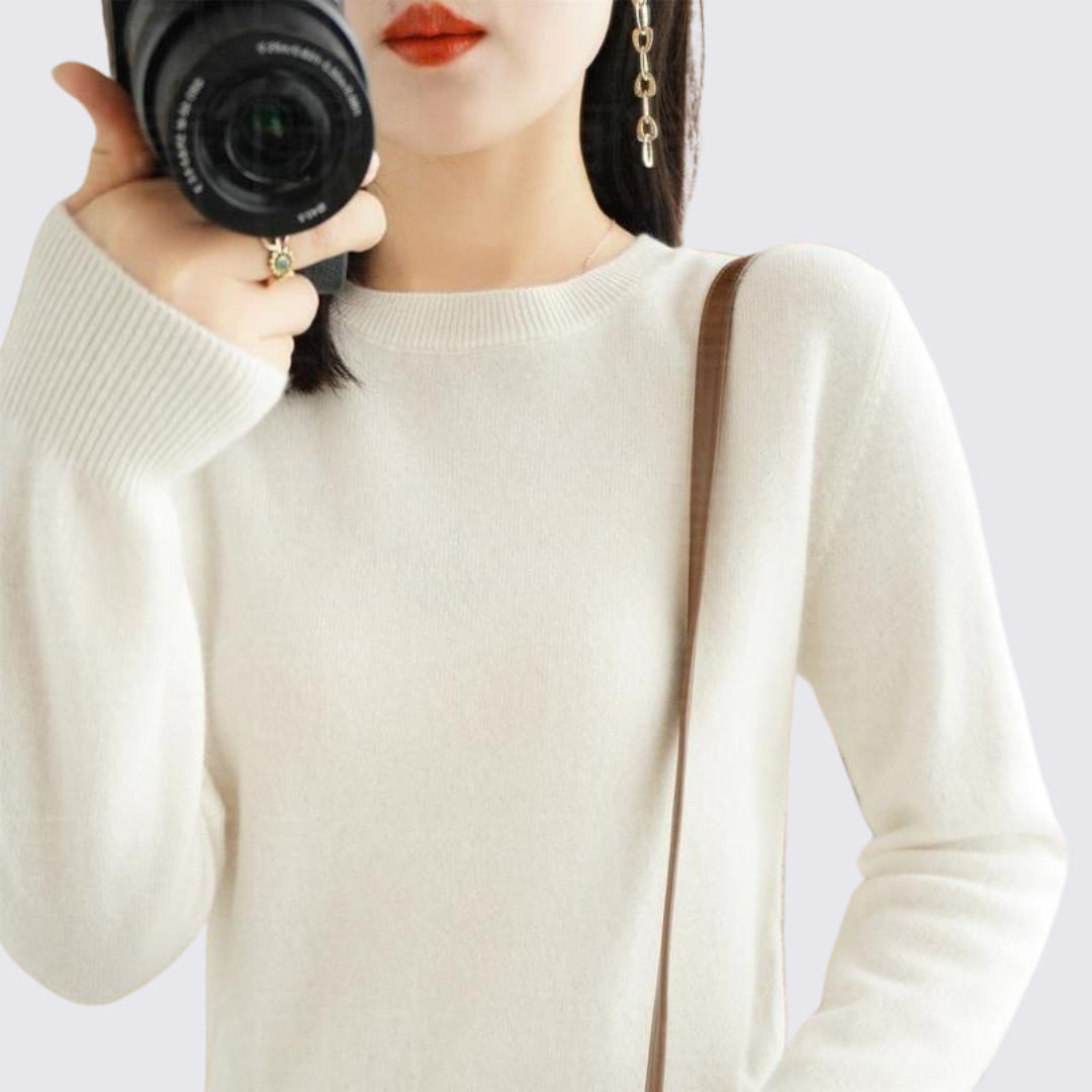 Dame Sweater Rundhals – Finstrik Basis – Lange Ærmer